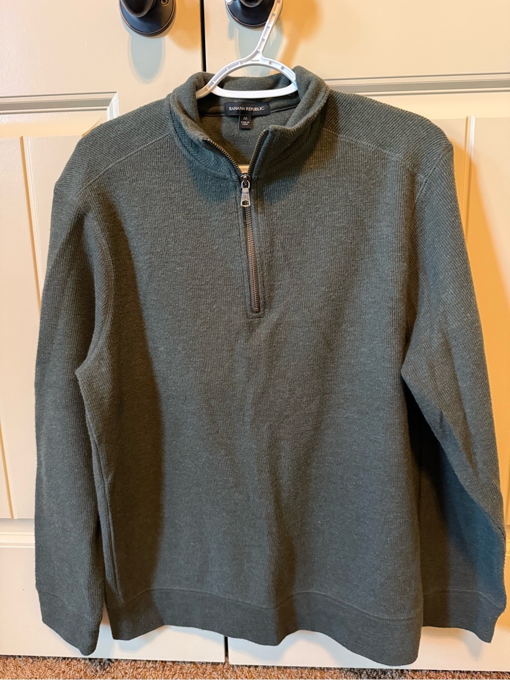 Banana Republic Men's Olive Half-Zip Pullover Sweater